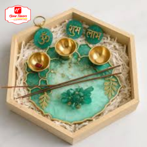 resin aarti set- return gift - aarti thalis